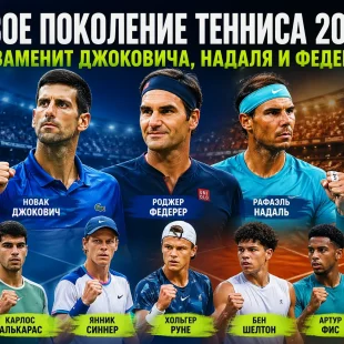 Новое поколение тенниса 2026: кто заменит Джоковича, Надаля и Федерера